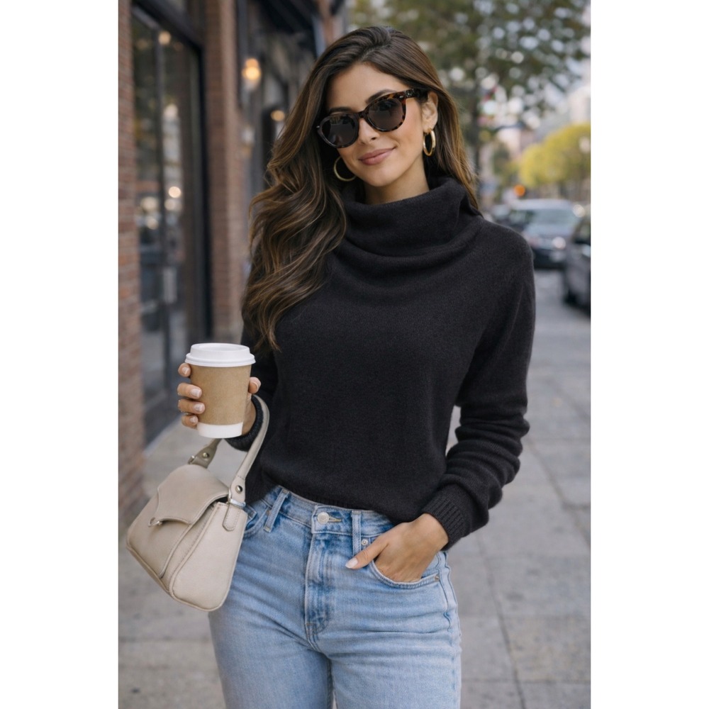 Bloomingdale's Black Cowl Neck‎ Sweater